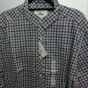 LACOSTE 체크 무늬 슬림 핏 셔츠 44 미사용 새상품