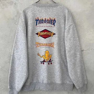 THRASHER 트레셔 백 자수 프린트 맨투맨 그레이 M
