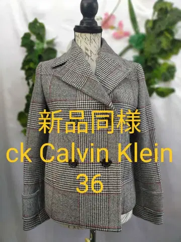 새상품급 ck Calvin Klein P 코트 36 글렌체크