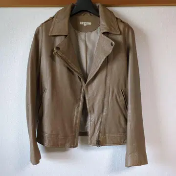 베이지 가죽 라이더 자켓 S 사이즈