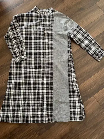 클라우드나인의 체크 무늬 루즈핏 셔츠 원피스