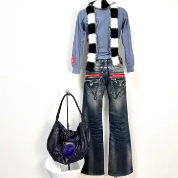 y2k 00s pasta denim 지퍼 포켓 로우라이즈 플레어 데님