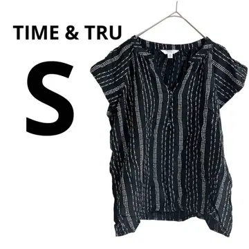 새상품급 TIME & TRU 반팔 셔츠 [ S ] 블랙 스트라이프