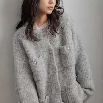 LOWRYSFARM 보케 니트 자켓 가디건 그레이