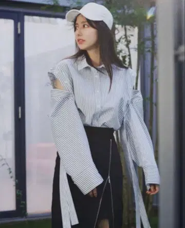 SNIDEL Sustainable 2way 오버 셔츠 블루