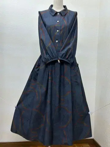 기모노 리메이크 오시마 명주 원피스 앞 버튼 L 사이즈