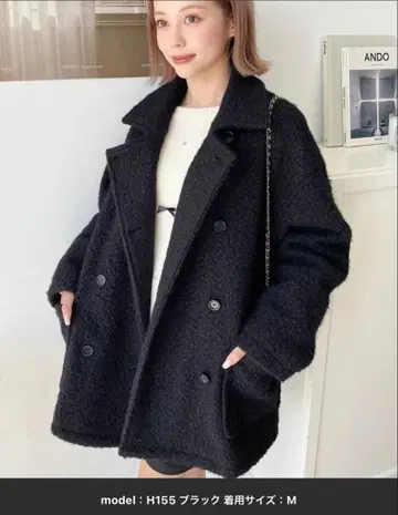 페이크 링 울 2WAY 어레인지 칼라 P 코트