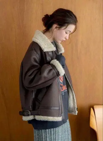 ungrid 페이크 무스탕 보아 블루종