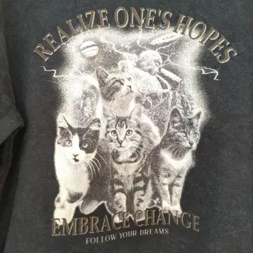 미사용 새상품 GORGE 골지 속기모 트레이닝복 맨투맨 고양이 우주