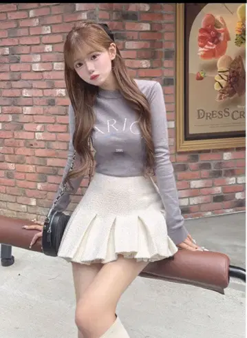 DARCH 로고 니트탑 그레이