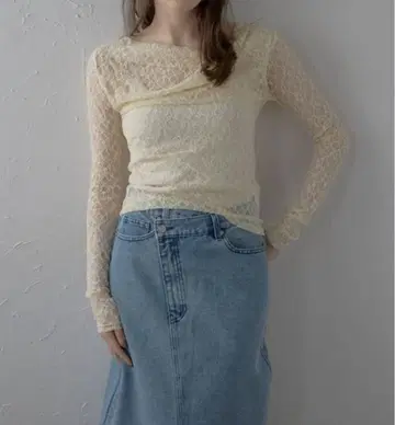 MINERTE 전체 레이스 드레이프 넥 상의