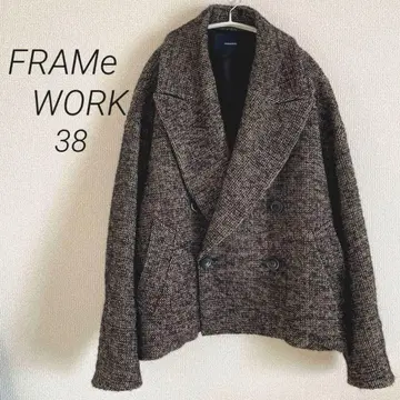 새상품급 FRAME WORK 프레임워크 트위드 코트 38