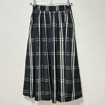 유나이티드 애로우즈 체크 타프타 플레어 스커트 블랙 사이즈 36