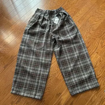 니코 체크 무늬 와이드 팬츠 M 사이즈 그레이 계열