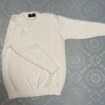 [ FVLMEN ] 샤기 크루 니트 풀오버 화이트