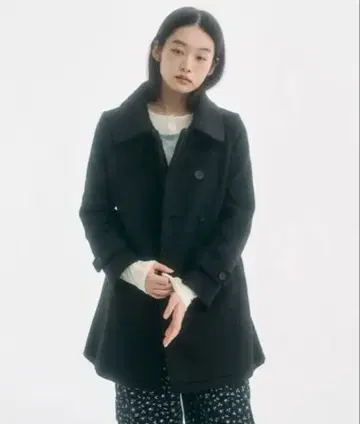 2WAY 라운드 칼라 P코트 블랙