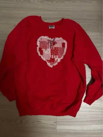 90s 구제 의류 트레이닝복 빨간색 맨투맨 리본 레트로 프릴