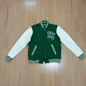 TOMMY NY 로고 바시티 자켓 그린/화이트