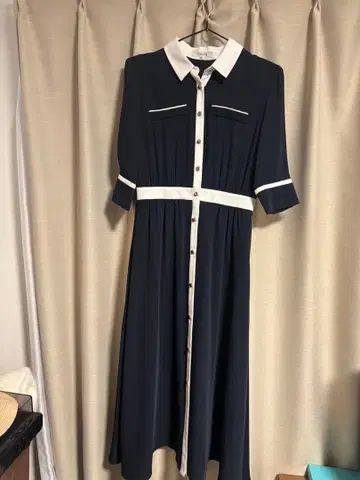 네이비 바이컬러 드레스