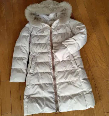 anySiS 후드 부착 베이지 다운 롱 자켓