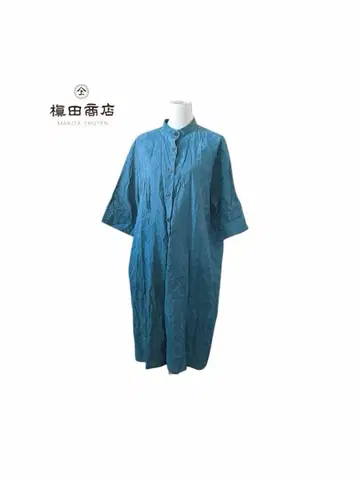 마키타 상점 MAKITASHOTEN 서클 패턴 밴드 카라 셔츠 원피스