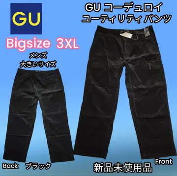 BIG 3XL GU 코듀로이 유틸리티 롱 팬츠 블랙