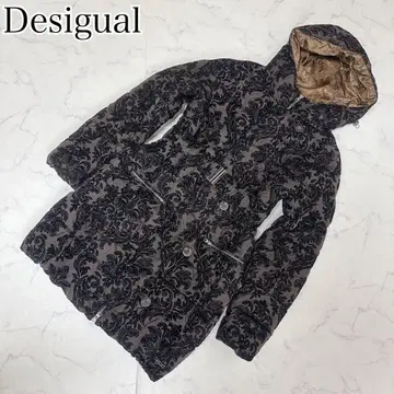 새상품급 Desigual 플라워 패턴 다운 자켓 벨트 포함