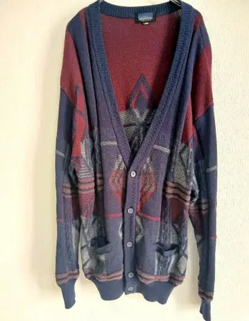 90s 00s alaroad 기하학 패턴 올 패턴 가디건 L 사이즈