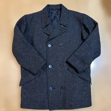 울 혼방 다크 그레이 피 코트