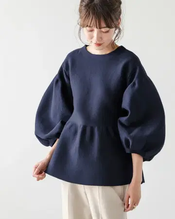 Lajour 라 페플럼 니트 네이비 일본제