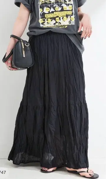 B.C STOCK 워셔블 크링클 캉캉 스커트 블랙