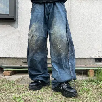 와이드 데님 팬츠 다크 블루