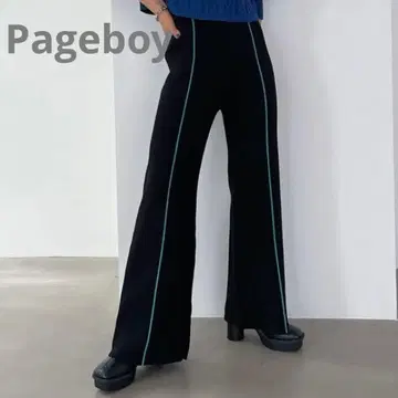 PAGEBOY 페이지 보이 컬러 라인 니트 플레어 팬츠