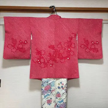 총무늬 쥐색 겉옷 실크 100%