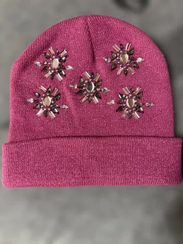 claire's 비쥬 장식 니트 모자 핑크