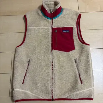 patagonia 남성용 베스트 M 크림색/빨간색