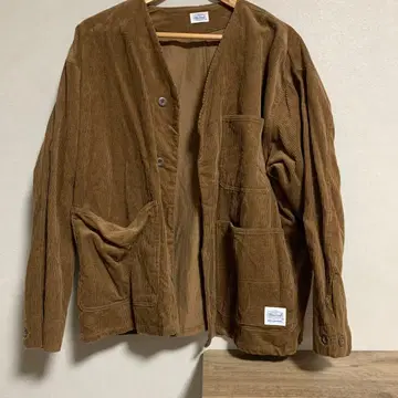 브라운 코듀로이 노카라 자켓