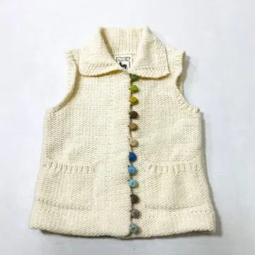 Estelle PERU KNIT 페루 니트 카라 부착 컬러풀 버튼 베스트