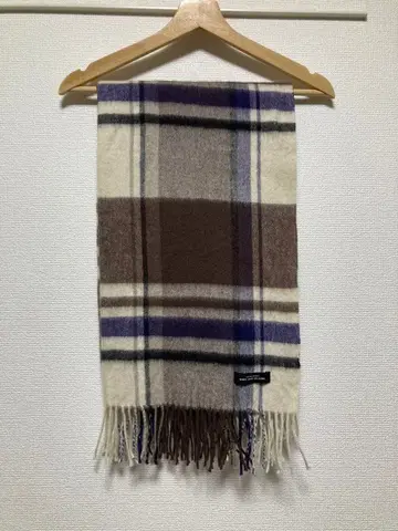 울 체크 스톨 울 브라운 블루