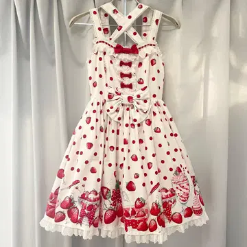 엔젤릭 프리티 Milky Berry 오버롤 스커트 머리띠