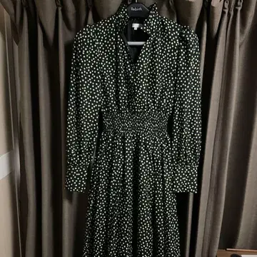 rienda 도트 무늬 롱 원피스 카라 부착