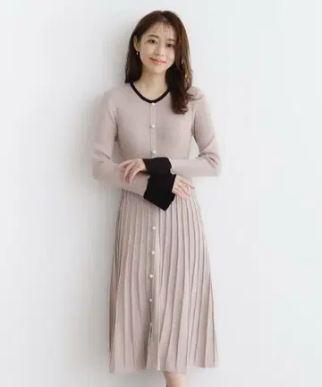 index [ 미인백화 게재 ] 펄 조 디자인 바이 컬러 니트 원피스