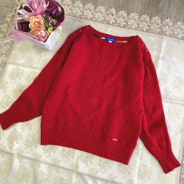 BLUE LABEL CRESTBRIDGE 울 캐시미어 니트 스웨터 빨간색