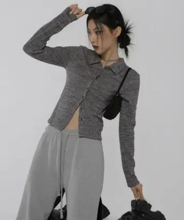 BLACKUP 블랙업 믹스 컬러 크롭 셔츠