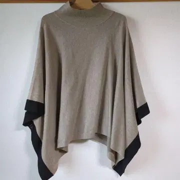 니트 판초 케이프 코트 베이지