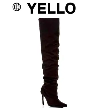 연휴 할인 YELLO M 사이즈 니하이 부츠 블랙