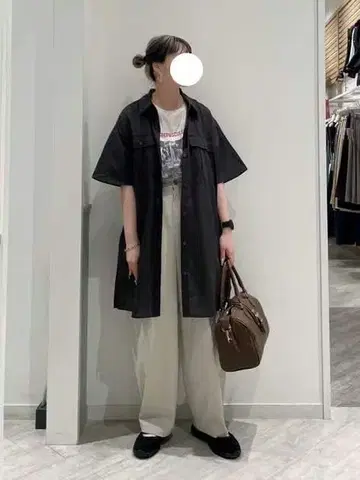 GLOBALWORK 기장 선택 가능한 린넨 반팔 원피스