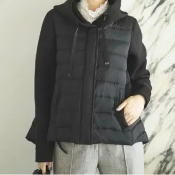 RUIRUE 후드 부착 다운 자켓 블랙