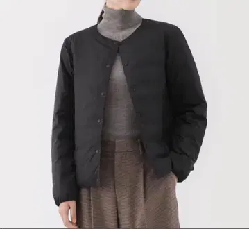 [ 새상품 ] 무인양품 2025AW 경량 다운 포켓터블 노카라 자켓 블랙