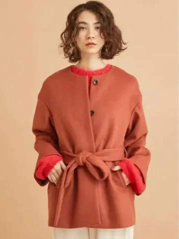 오렌지 허리 리본 코트